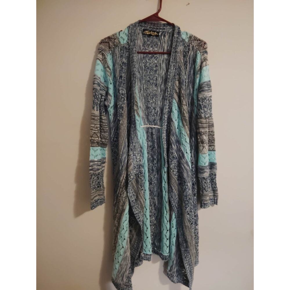 Absolutely Fabulous Women's Grey and Blue Cardigan Size‎ XL